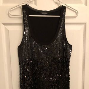 Express Black Sequin Tank Top